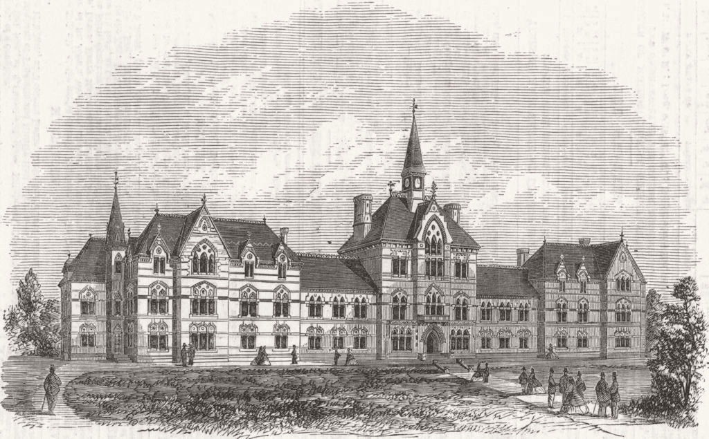 SURREY. Warehousemen & Clerks Schools, Croydon 1865 old antique print picture